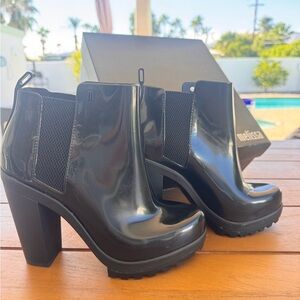Melissa Glossy Soldier II Heeled Booties Size 8